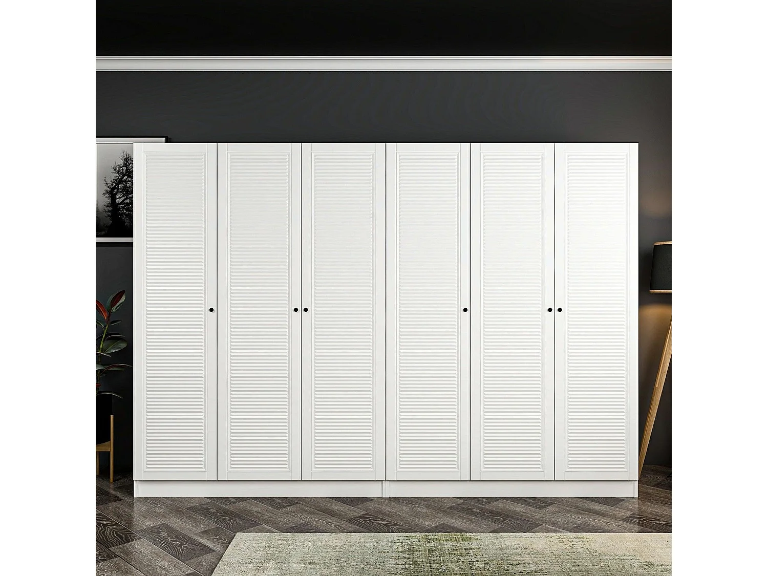 Armoire 6 portes modèle 2 Kuta L270xH210cm Bois Blanc