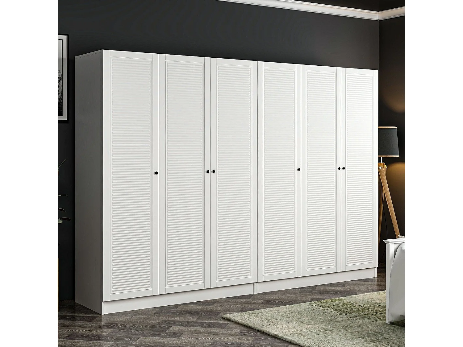 Armoire 6 portes modèle 2 Kuta L270xH210cm Bois Blanc