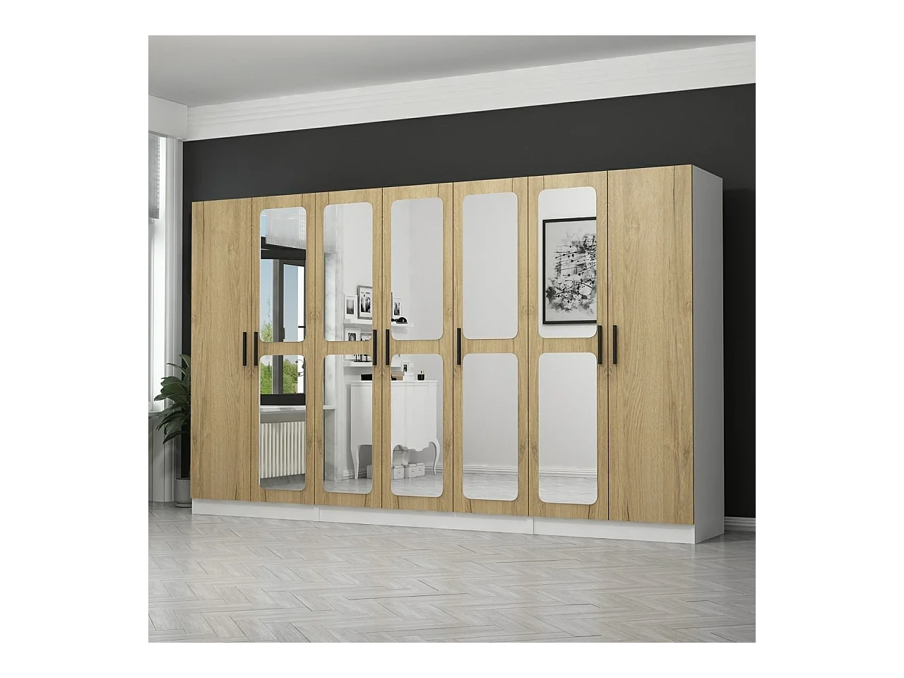 Armario Kale-3876 color nogal 315x210x52 cm