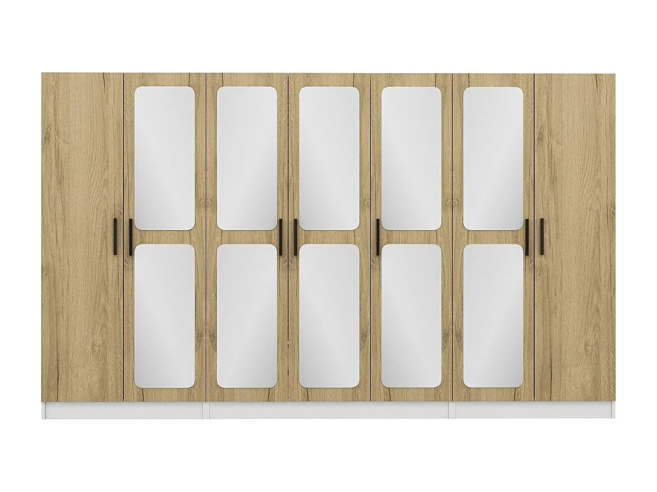 Armoire 7 portes et 10 miroirs Modèle 1 Bangka L315xH210cm Bois clair et Blanc