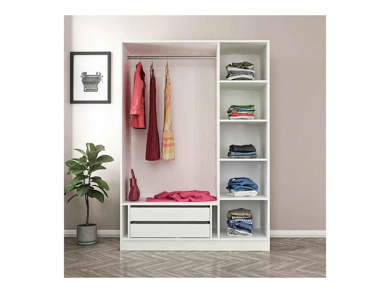 Armario Kale-2253 blanco 135x190x52 cm