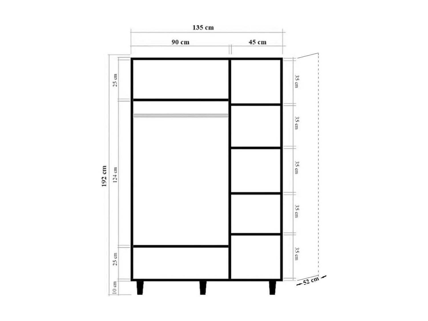 Armoire penderie 3 portes Infigo 135cm Bois Naturel Motif Rayures dégradé Noir et Jaune
