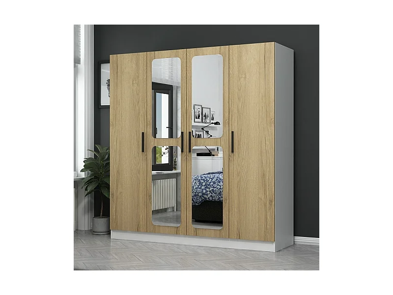 Armario Kale-2711 blanco color nogal 180x190x52 cm