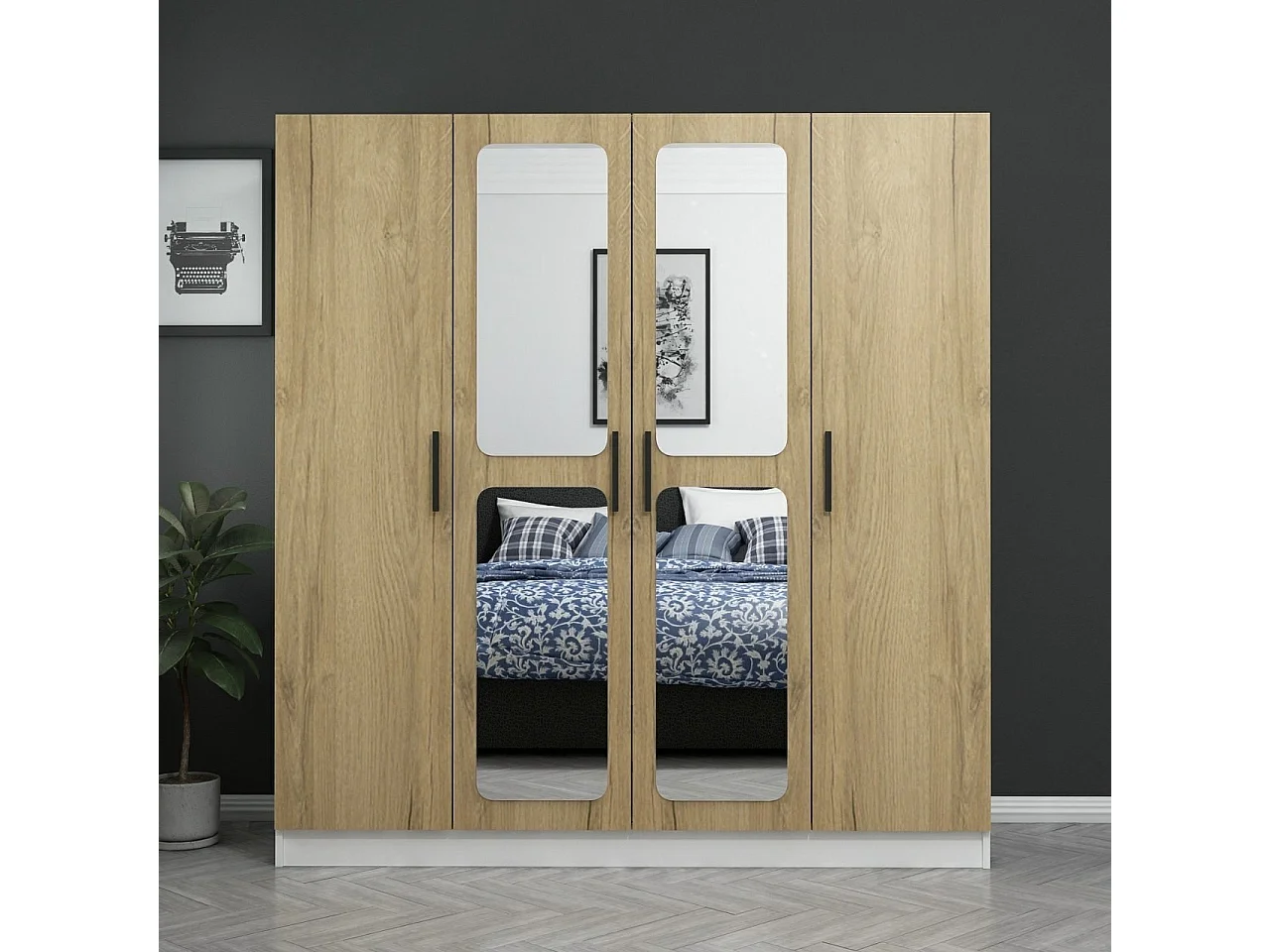 Armario Kale-2711 blanco color nogal 180x190x52 cm