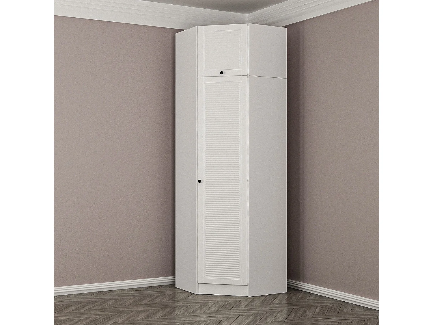 Armoire d'angle 1 porte battante et 1 porte basculante Kuta L74xH235cm Bois Blanc