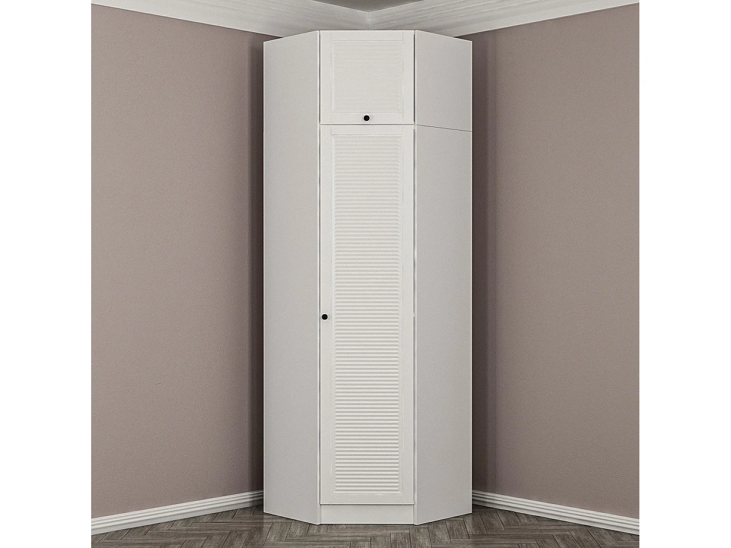 Armoire d'angle 1 porte battante et 1 porte basculante Kuta L74xH235cm Bois Blanc