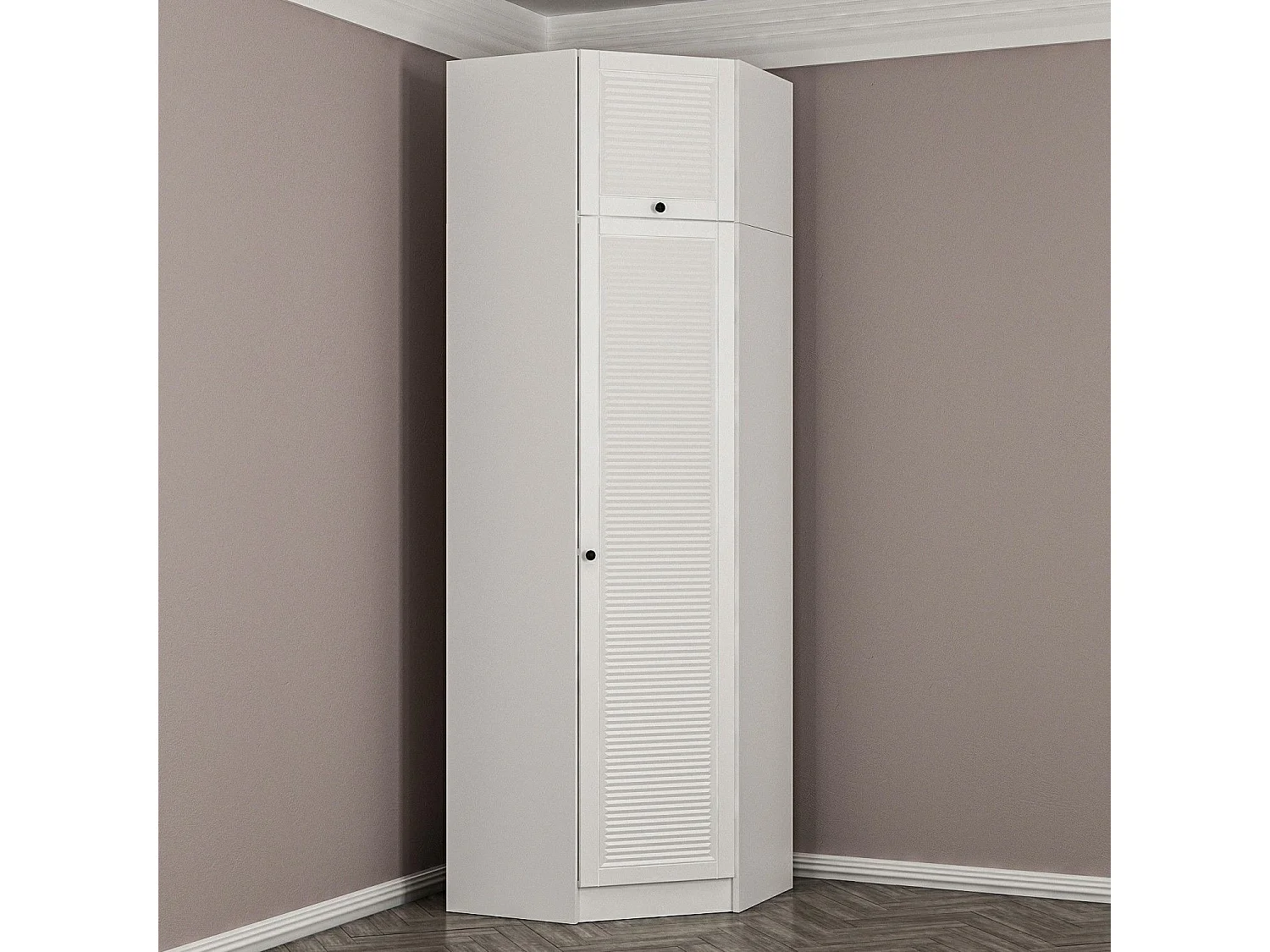 Armoire d'angle 1 porte battante et 1 porte basculante Kuta L74xH235cm Bois Blanc