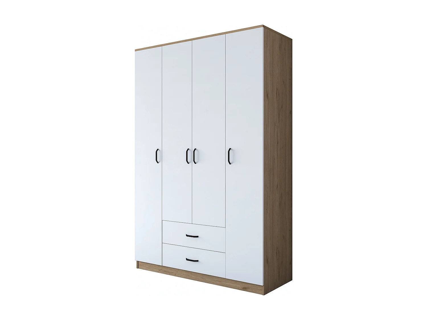 Roupeiro Heimdall com 4 Portas e 2 Gavetas - Design Elegante em Nogueira e Branco