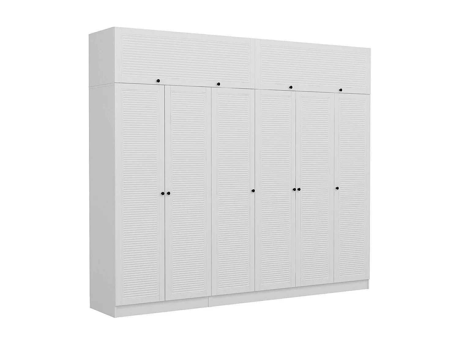 Armoire haute 6 portes battantes et 2 portes basculantes modèle 2 Kuta L270xH190cm Bois Blanc