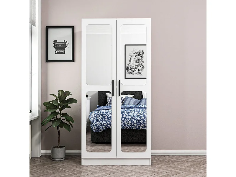 Armoires 2 portes et 4 miroirs Bangka L90xH210cm Blanc