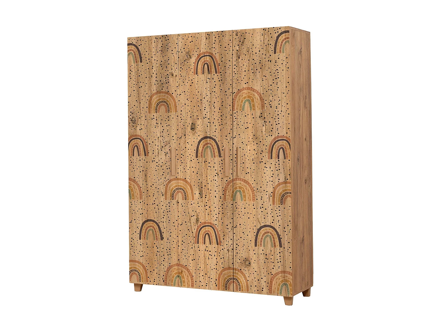 Armoire 3 portes Perth L120cm Bois clair Motif Bois clair Motif Arcs