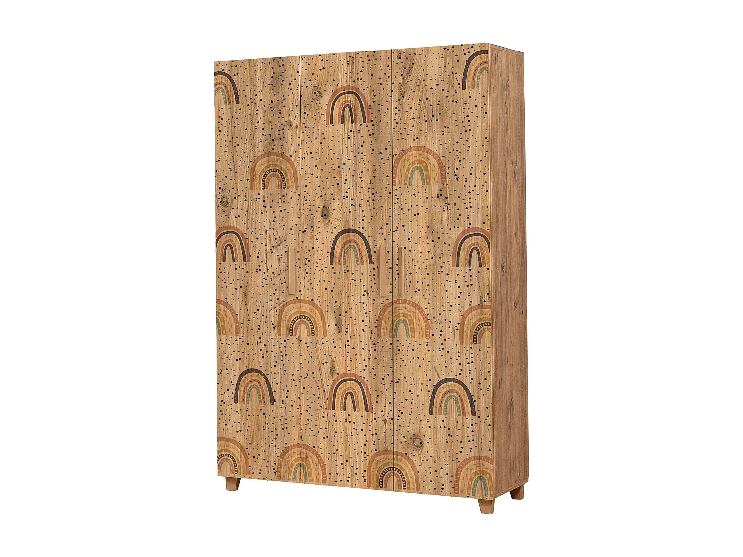 Armoire 3 portes Perth L120cm Bois clair Motif Bois clair Motif Arcs