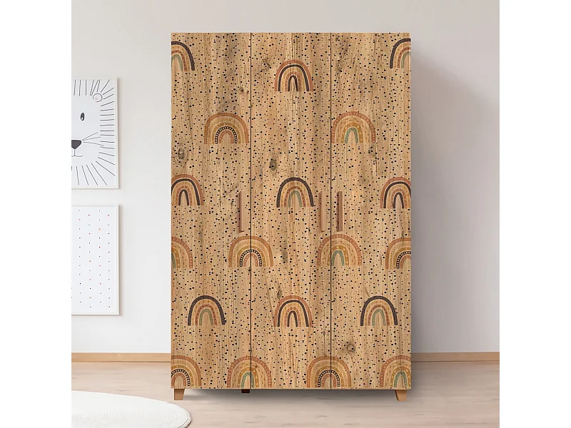 Armoire 3 portes Perth L120cm Bois clair Motif Bois clair Motif Arcs