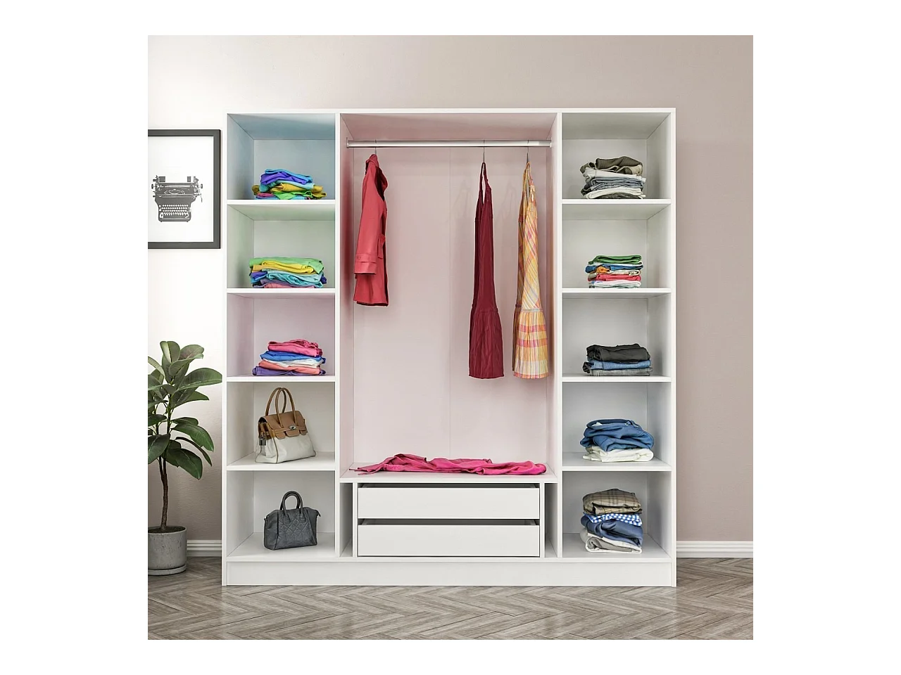 Armario Kale Country-2458 blanco 180x190x52 cm