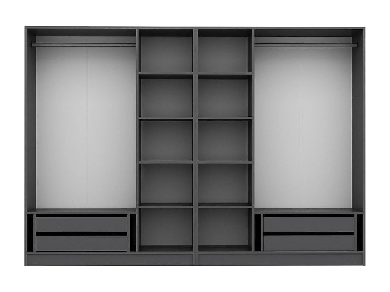 Armoire ouverte Antipax L270xH190cm 2 tringles et 4 tiroirs Anthracite