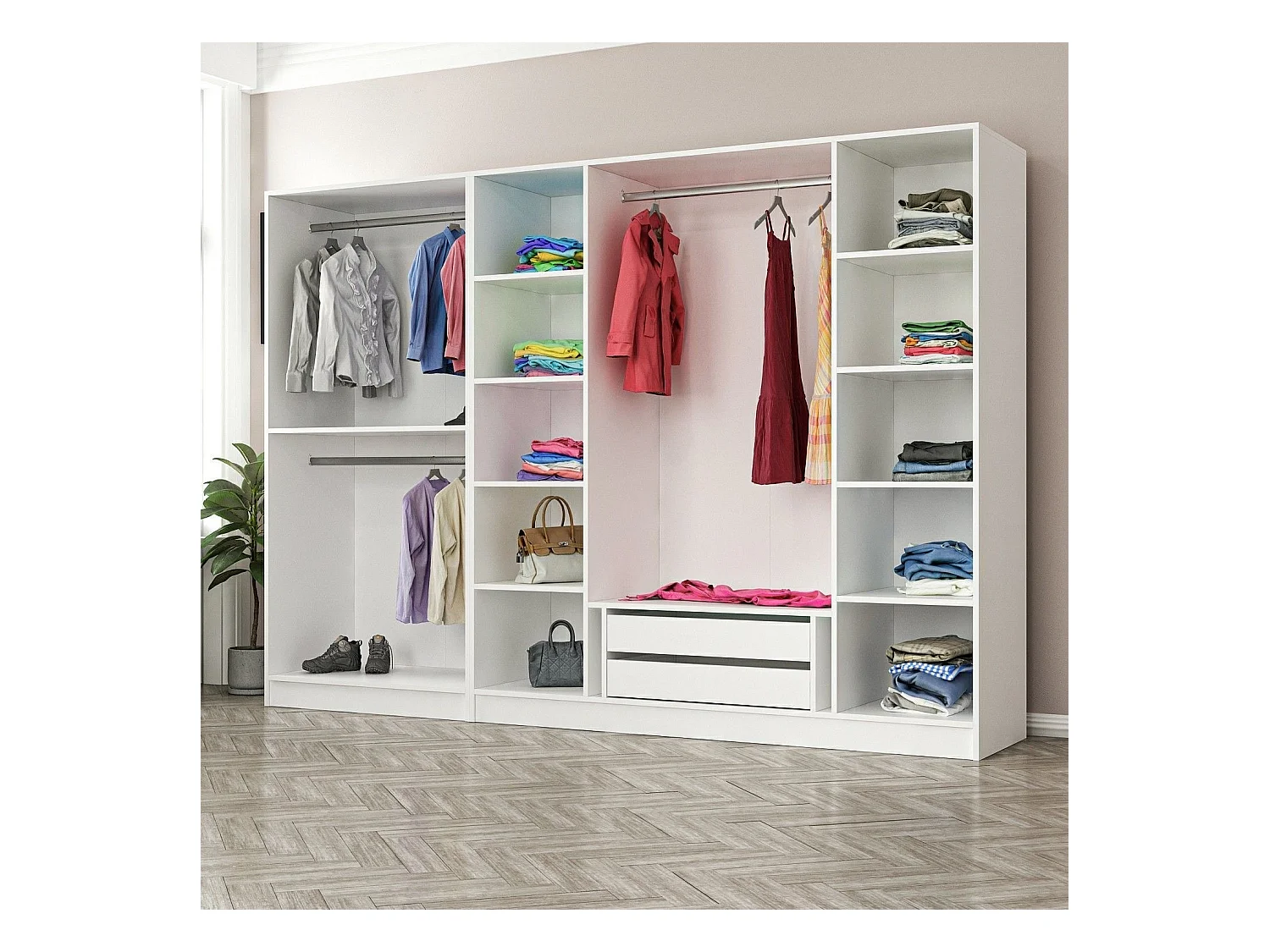 Armario Kale Mebran-8423 blanco 270x210x52 cm