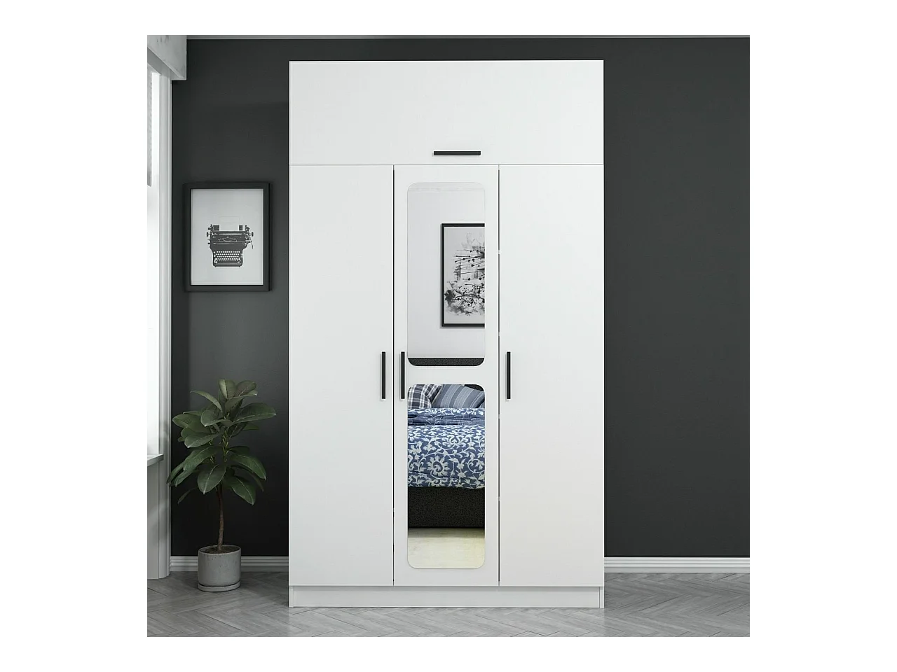 Armario Kale 3 Kapak Aynalı 255 blanco 135x255x52 cm