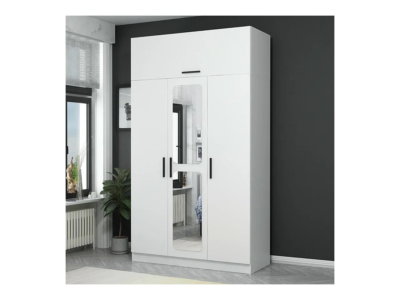 Armario Kale 3 Kapak Aynalı 255 blanco 135x255x52 cm