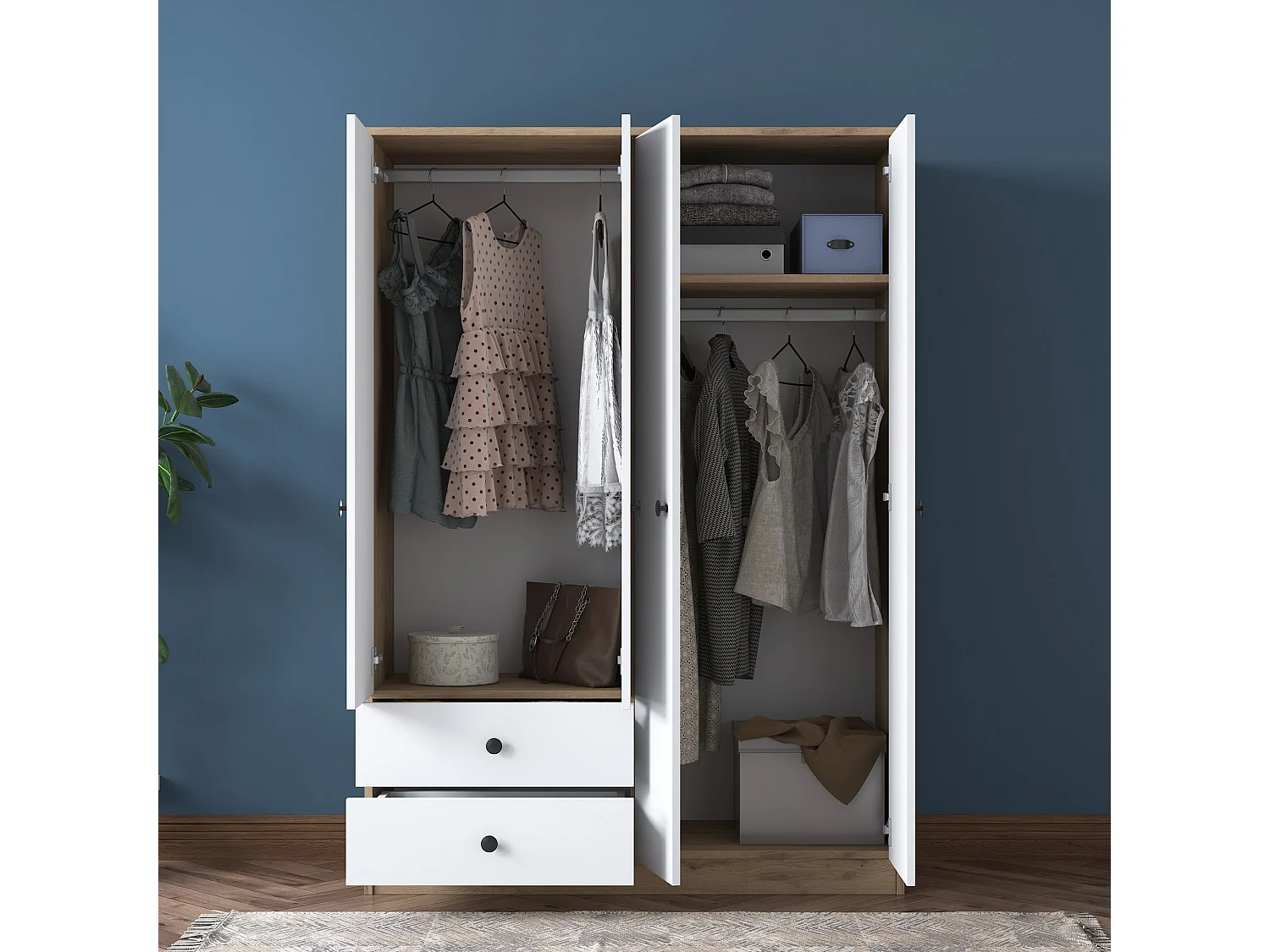 Armario BA108-2067 blanco color nogal 120x180x45 cm