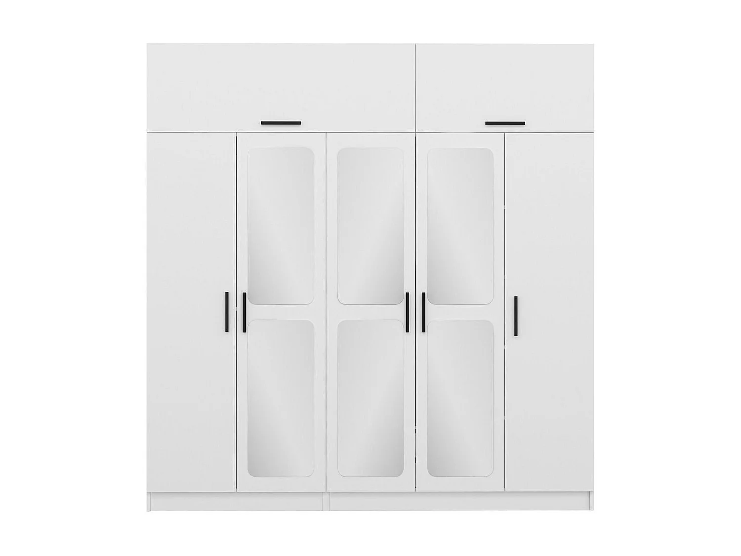 Armoire 7 portes et 6 miroirs Sanur L225xH255cm Blanc