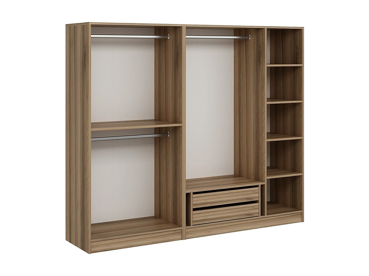 Armoire ouverte Antipax L225xH210cm 3 tringles et 2 tiroirs Bois clair