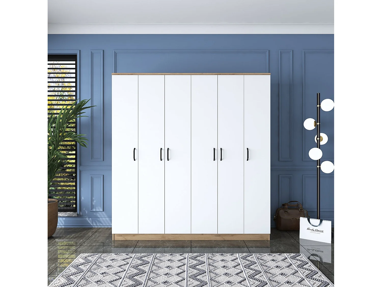 Armario BA114-2274 blanco color nogal 180x190.8x47.3 cm