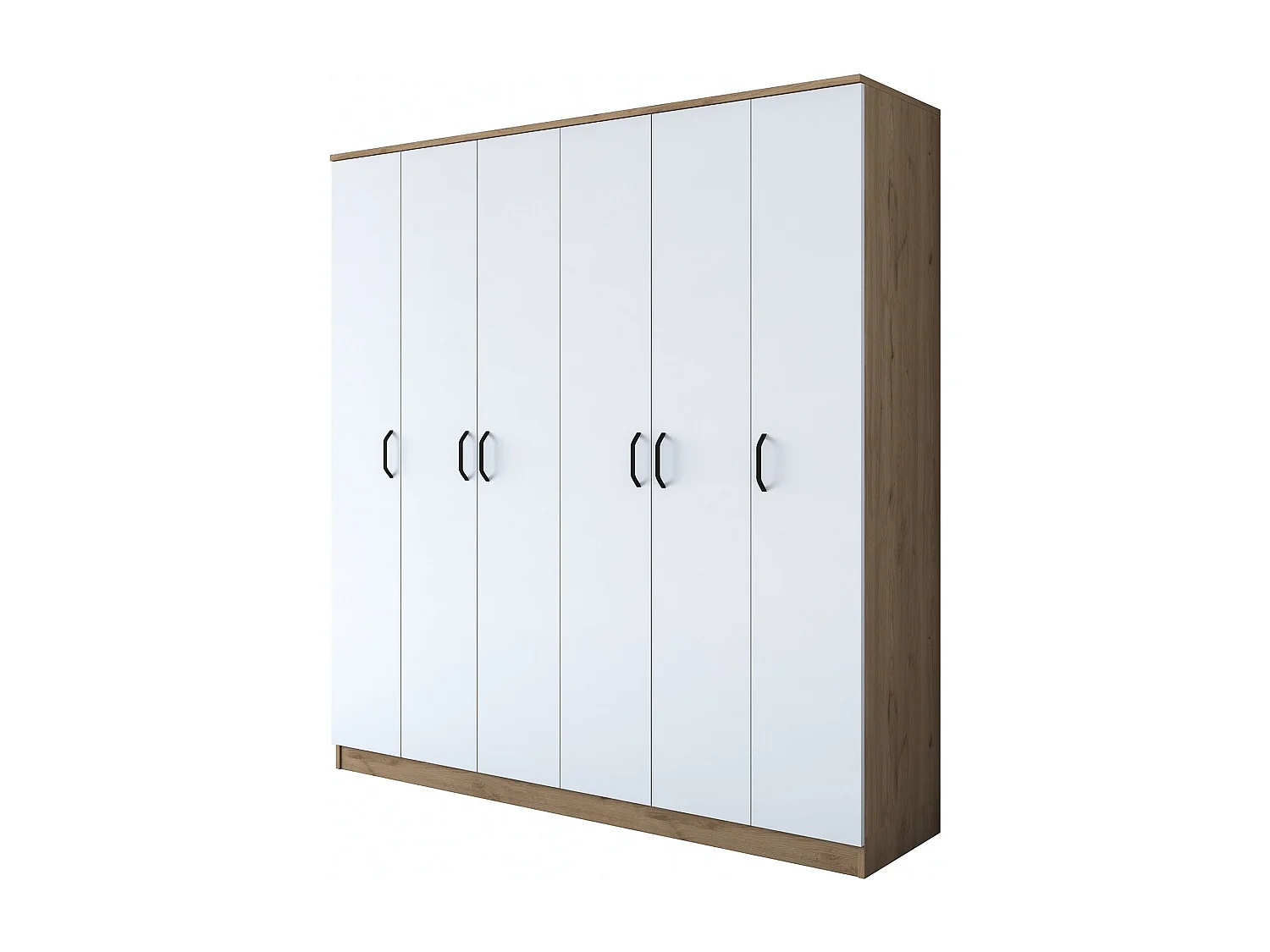 Roupeiro Odin com 6 Portas em Nogueira e Branco - Ideal para Organizar o Seu Quarto