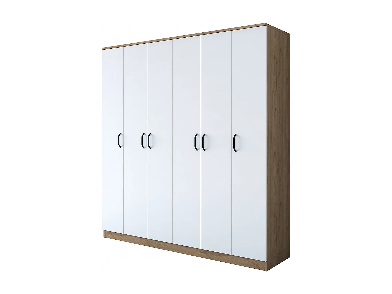 Roupeiro Odin com 6 Portas em Nogueira e Branco - Ideal para Organizar o Seu Quarto