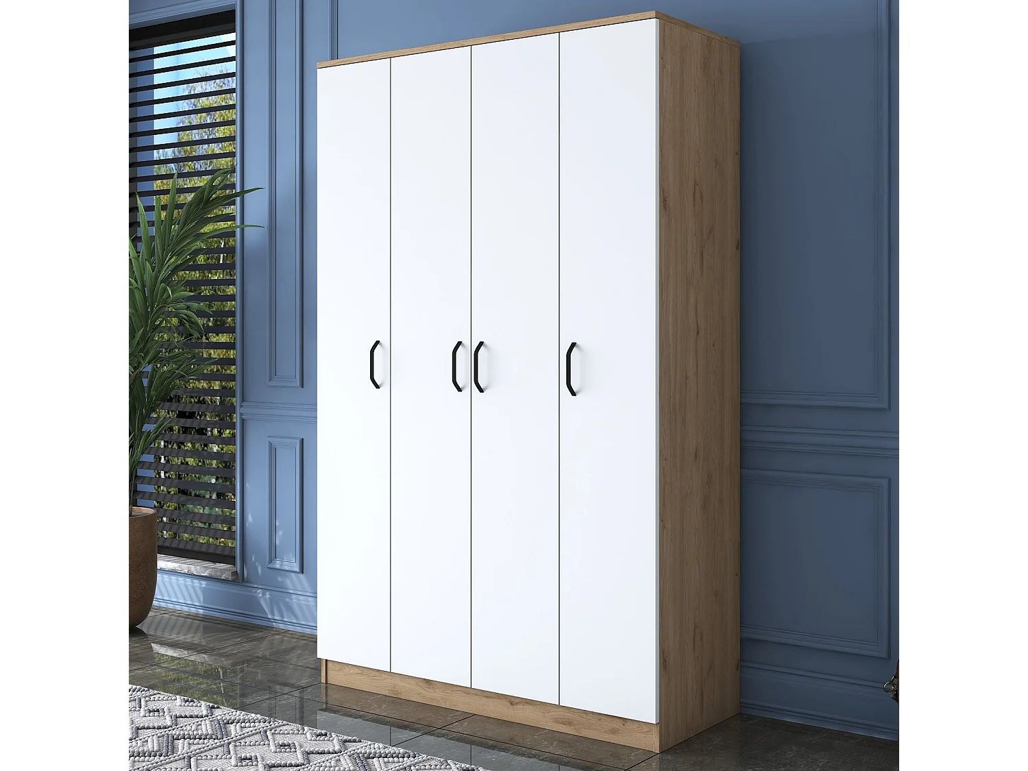 Armario BA116-2247 blanco color nogal 130x198.6x40 cm