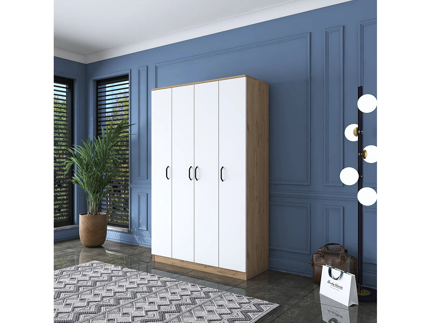 Armario BA116-2247 blanco color nogal 130x198.6x40 cm