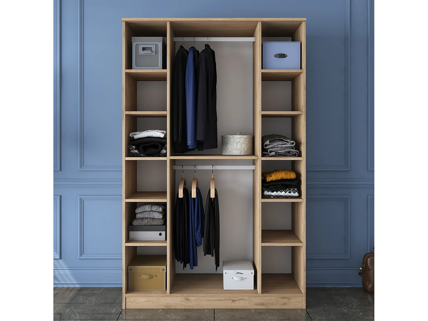 Armario BA116-2247 blanco color nogal 130x198.6x40 cm