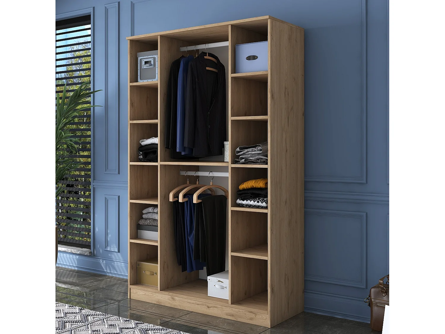 Armario BA116-2247 blanco color nogal 130x198.6x40 cm