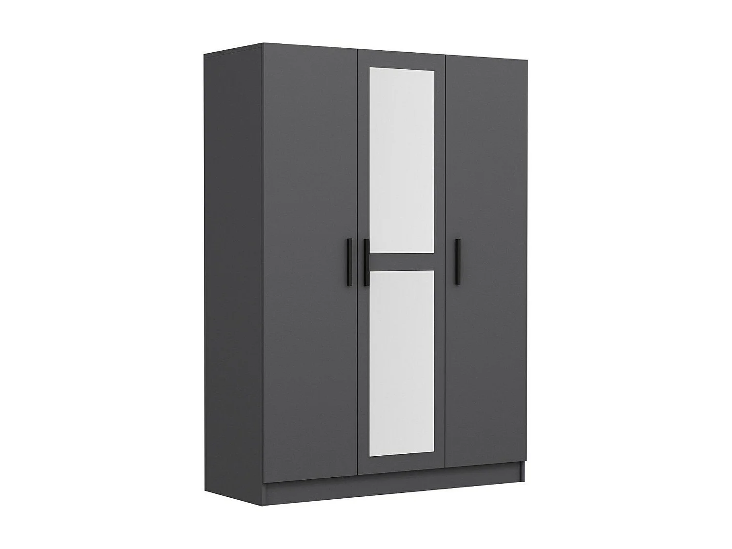 Armoire 3 portes et 2 miroirs Sanur L135xH190cm Anthracite et Blanc
