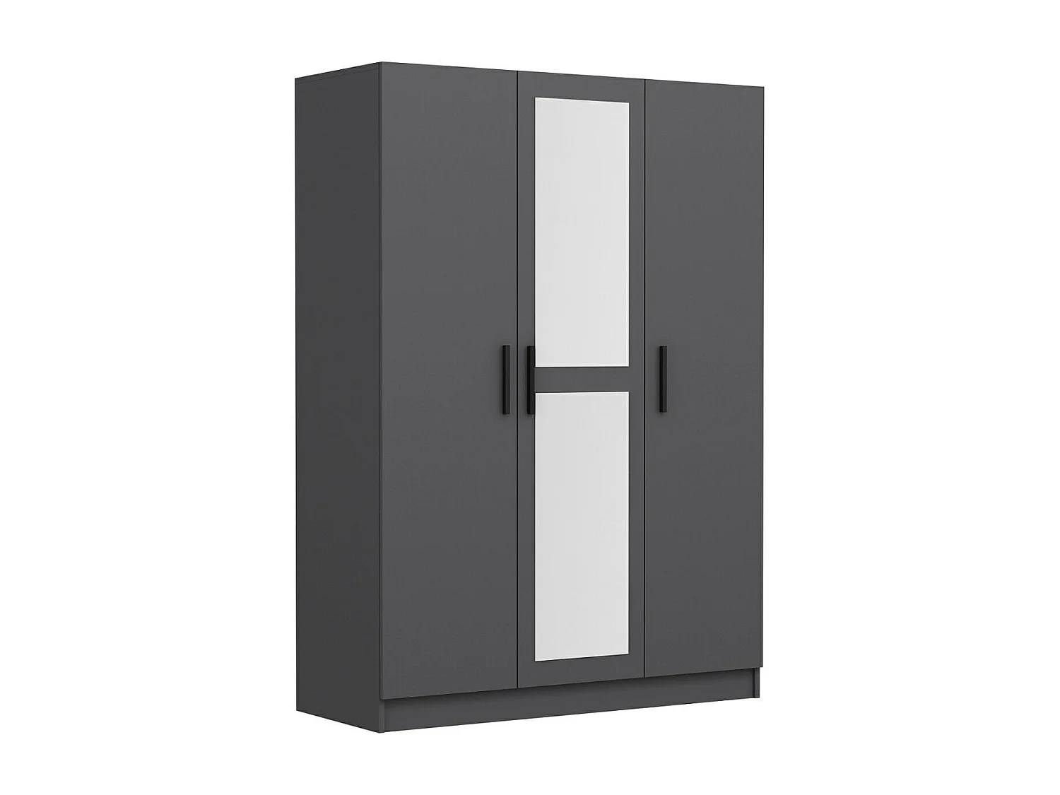 Armoire 3 portes et 2 miroirs Sanur L135xH190cm Anthracite et Blanc