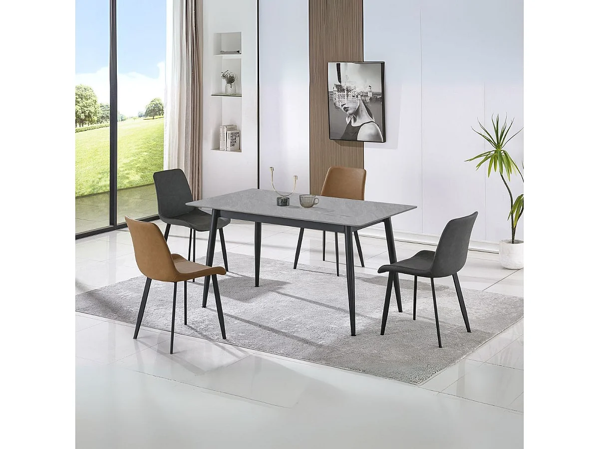 Mesa de comedor Berna diseño gres gris 75x140x80 cm Adec