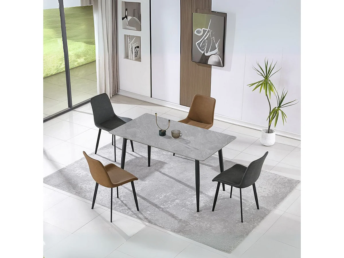 Mesa de comedor Berna diseño gres gris 75x140x80 cm Adec