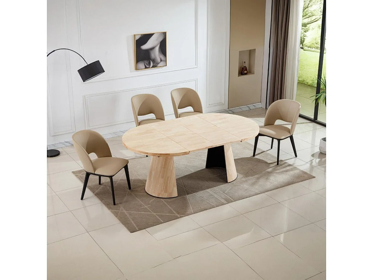 Mesa de comedor Kenia redonda extensible nordish 76x120-160-200x120 cm Adec