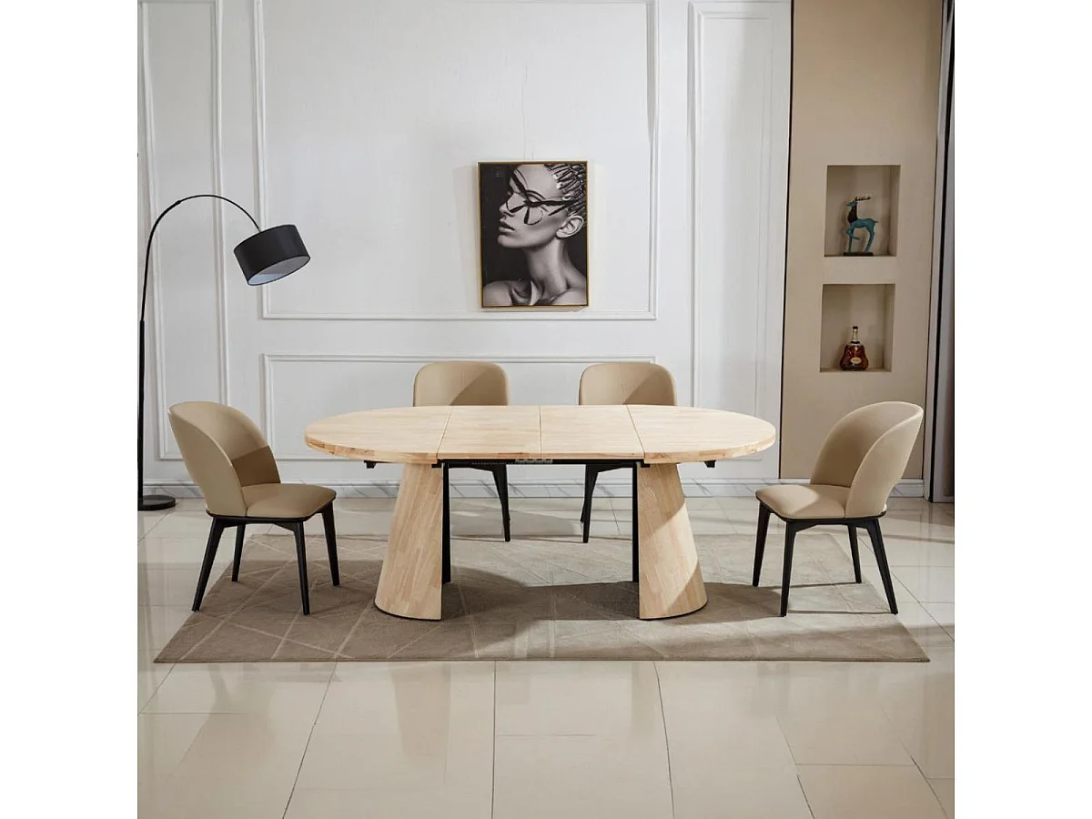 Mesa de comedor Kenia redonda extensible nordish 76x120-160-200x120 cm Adec