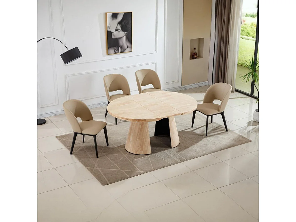 Mesa de comedor Kenia redonda extensible nordish 76x120-160-200x120 cm Adec