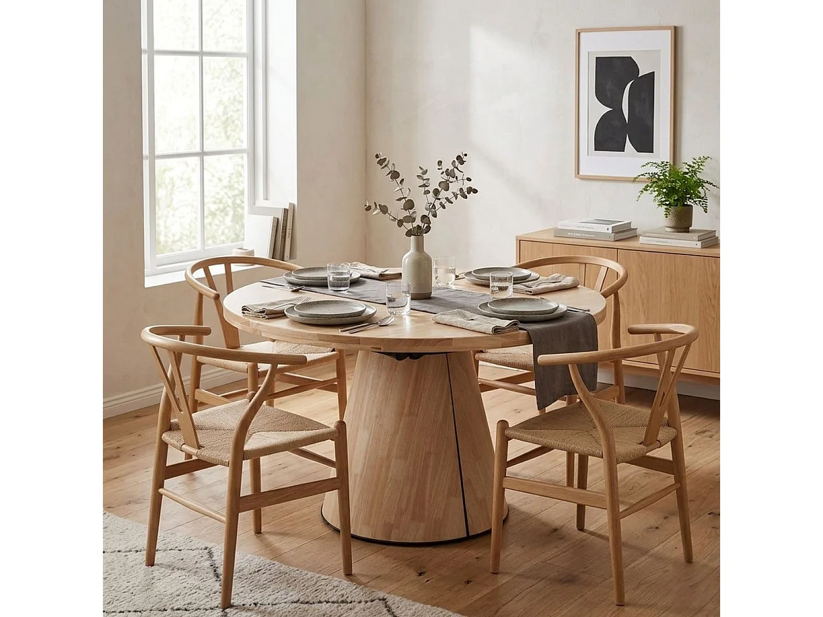 Mesa de comedor Kenia redonda extensible nordish 76x120-160-200x120 cm Adec