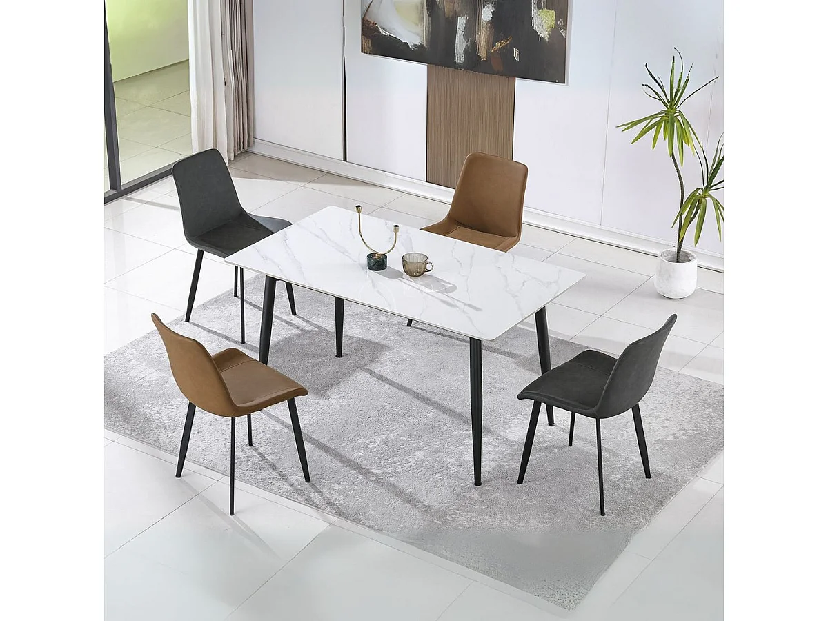 Mesa de comedor Berna diseño ceramic blanco 75x140x80 cm Adec