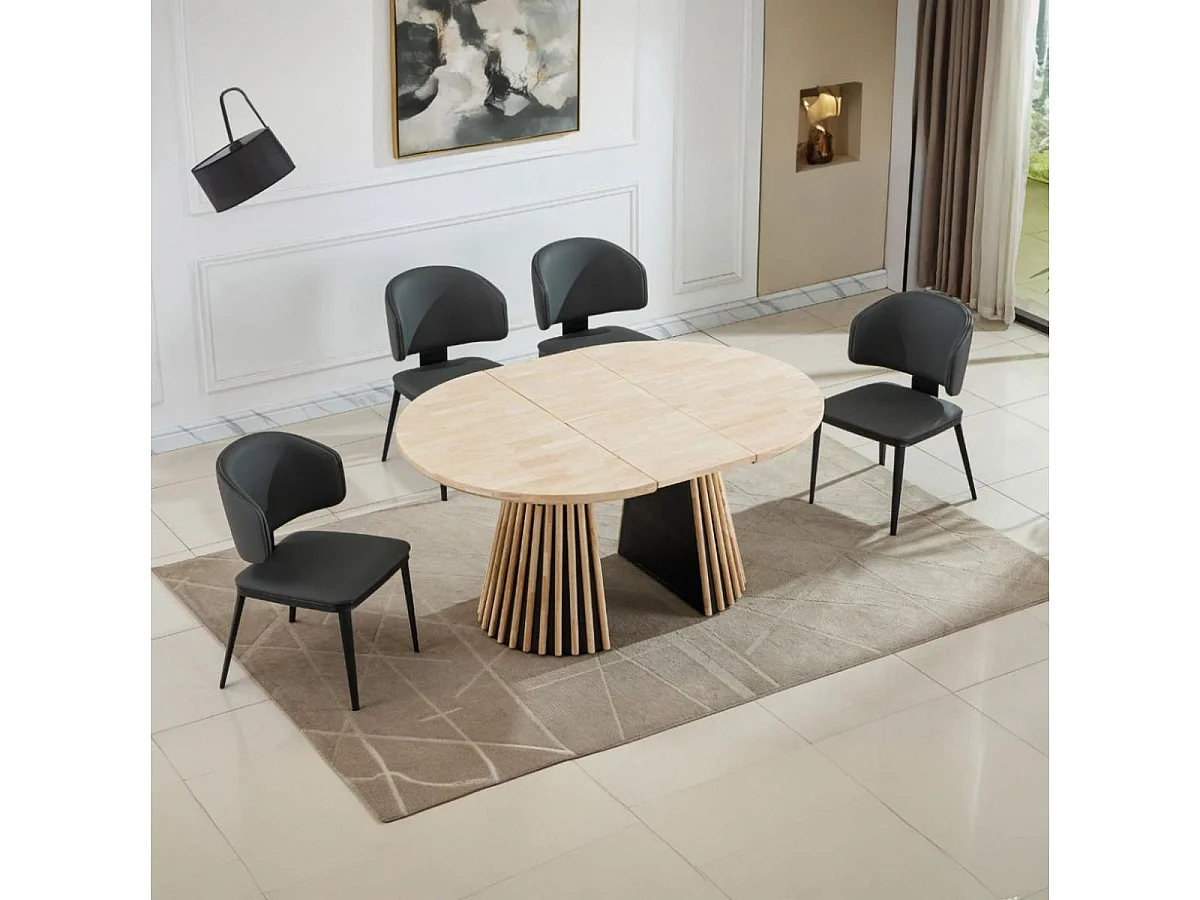 Mesa de comedor Grove redonda extensible nordish 76x120-160-200x120 cm Adec