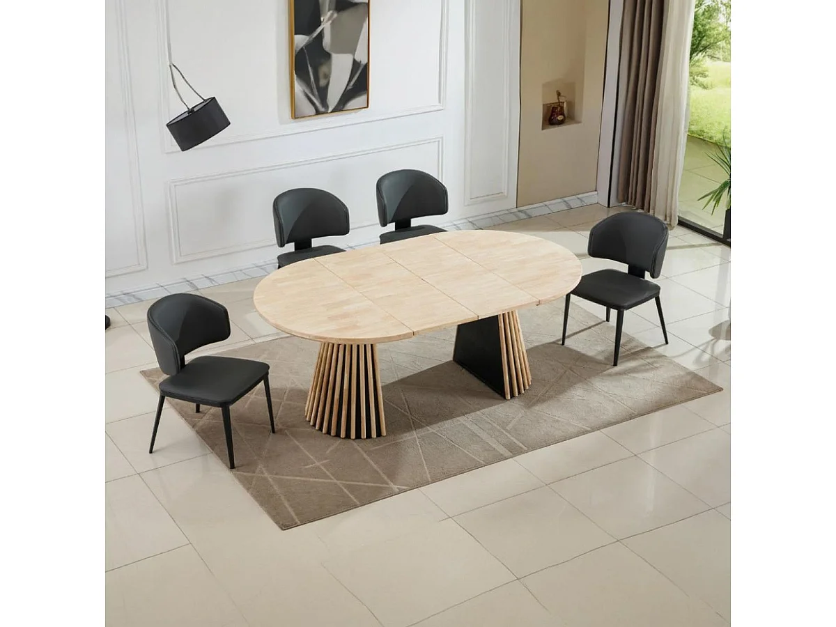 Mesa de comedor Grove redonda extensible nordish 76x120-160-200x120 cm Adec