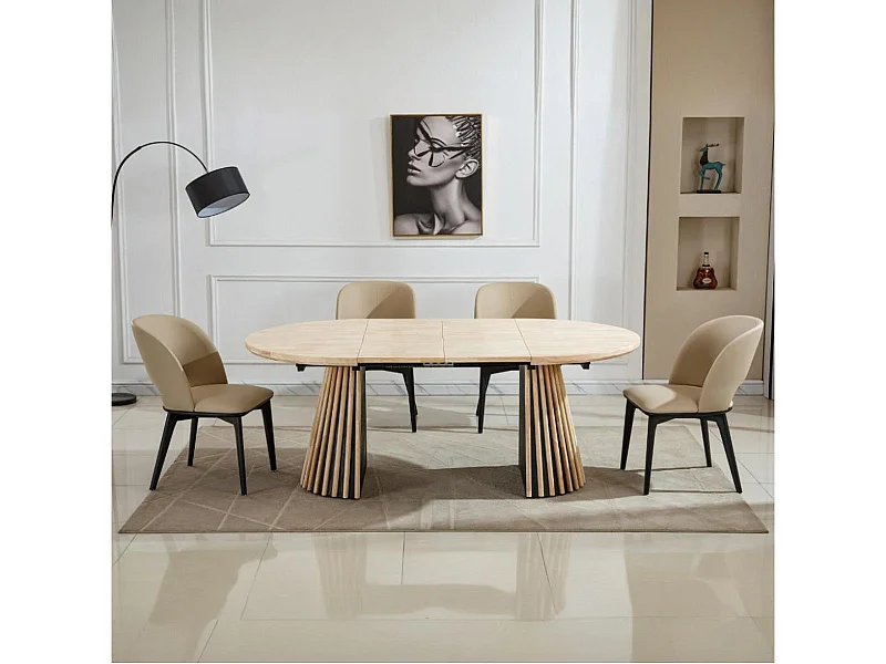 Mesa de comedor Grove redonda extensible nordish 76x120-160-200x120 cm Adec