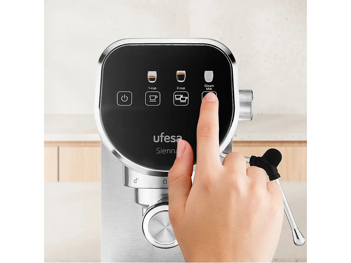 Cafetera espresso Ufesa Sienna 1360W 0,9L 2 tazas gris/negro