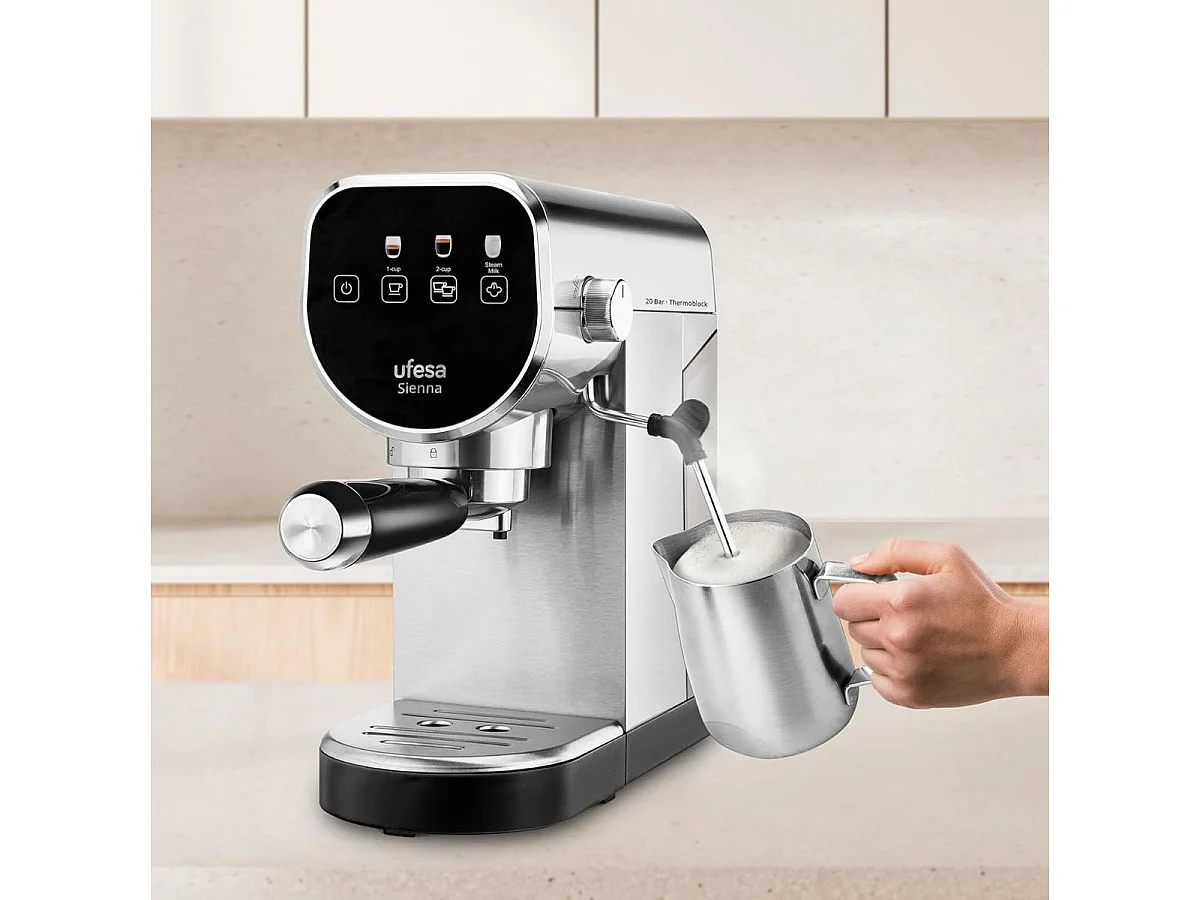 Cafetera espresso Ufesa Sienna 1360W 0,9L 2 tazas gris/negro
