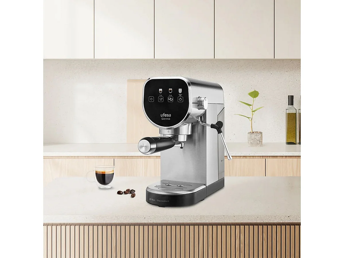 Cafetera espresso Ufesa Sienna 1360W 0,9L 2 tazas gris/negro
