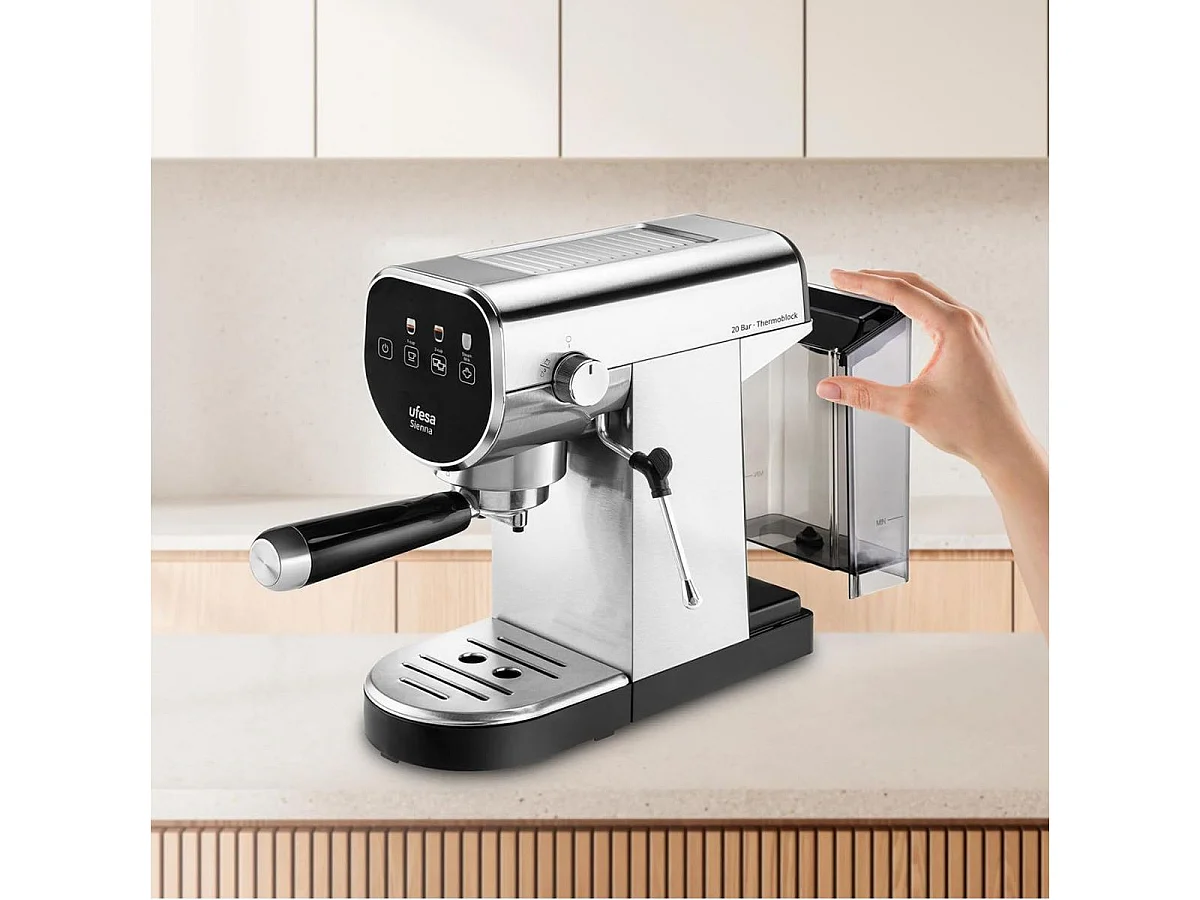 Cafetera espresso Ufesa Sienna 1360W 0,9L 2 tazas gris/negro