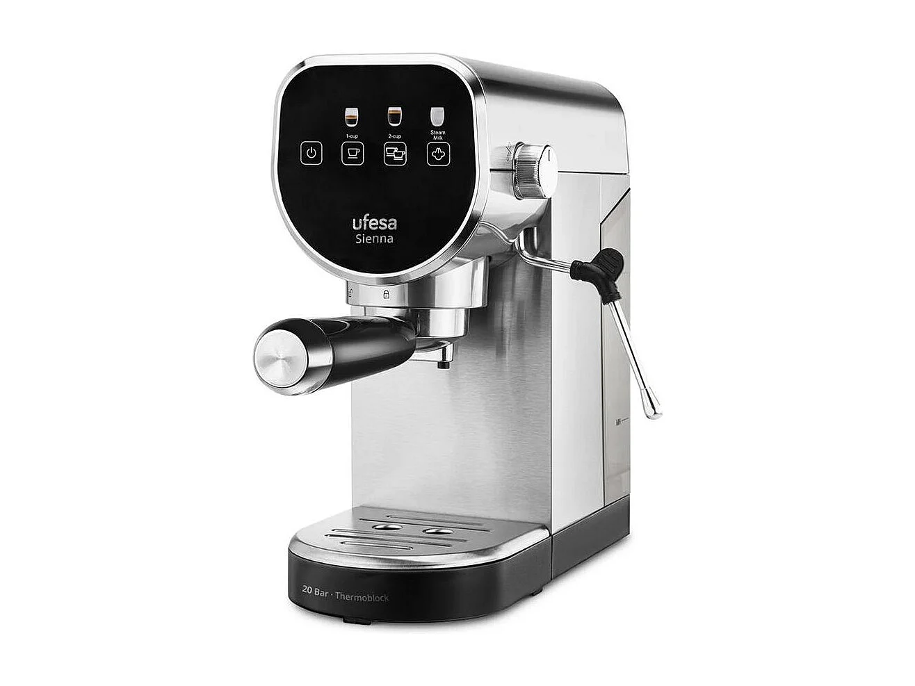 Cafetera espresso Ufesa Sienna 1360W 0,9L 2 tazas gris/negro