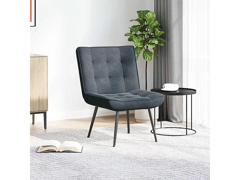 Chaise de relaxation gris foncé 64x74x84 cm velours